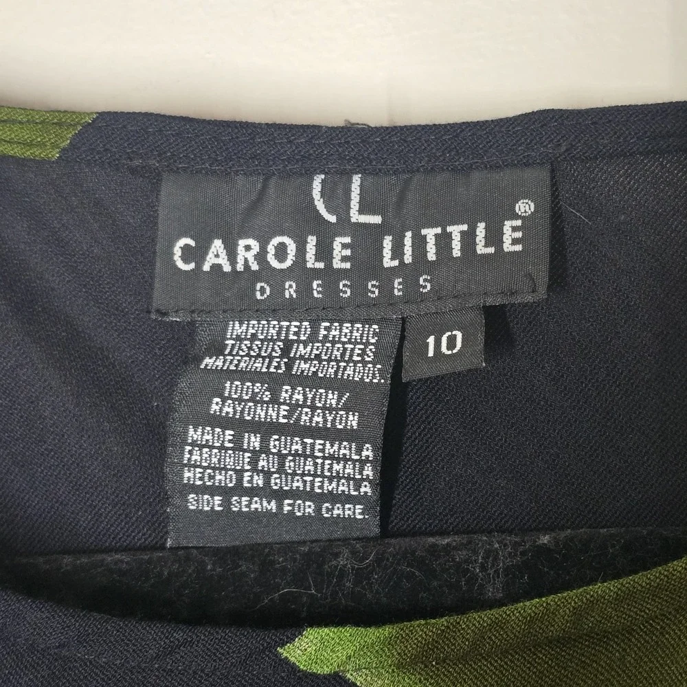 Carole Little Vintage 90s Black Oversize Floral Rayon Maxi Dress Petite 10